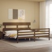 Estructura cama y cabecero madera maciza marrón miel 200x200 cm
