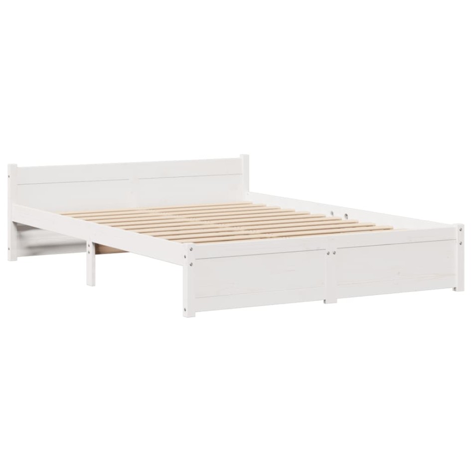 Cama con estantería sin colchón madera maciza blanca 120x200