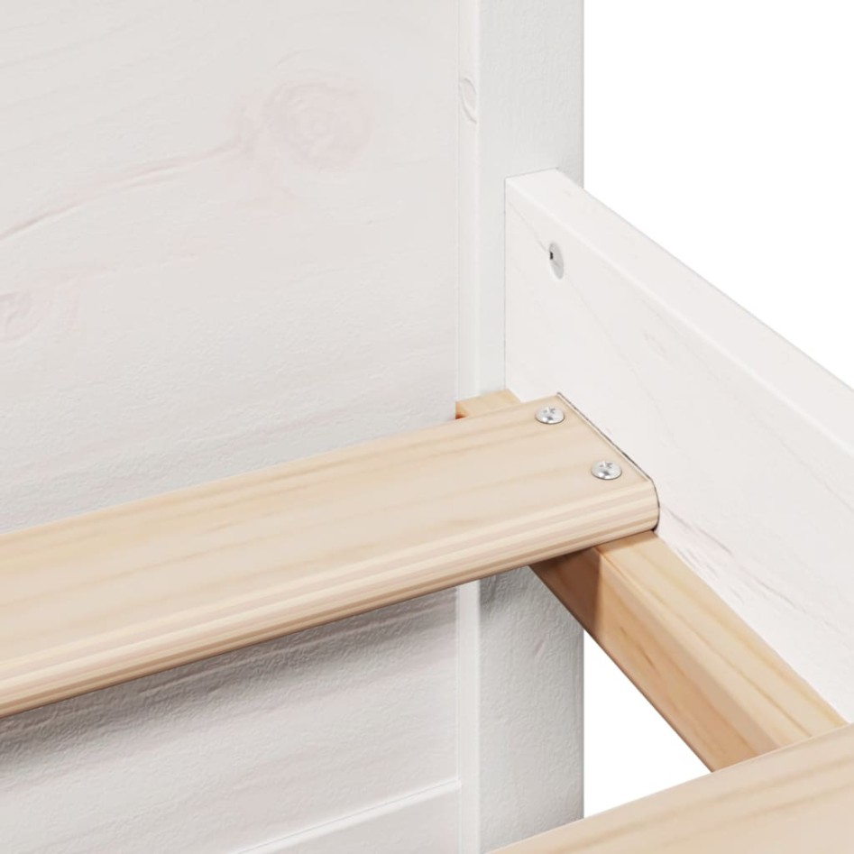 Cama con estantería sin colchón madera maciza blanca 120x200