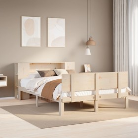 Cama con estantería sin colchón madera maciza de pino