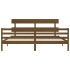 Estructura cama y cabecero madera maciza marrón miel 200x200