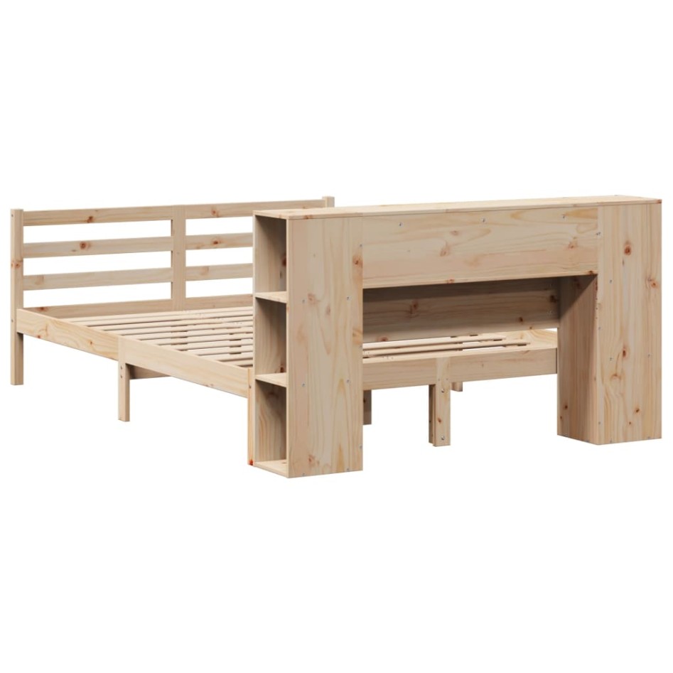 Cama con estantería sin colchón madera maciza de pino