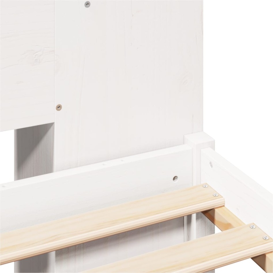 Cama con estantería sin colchón madera maciza blanca 200x200