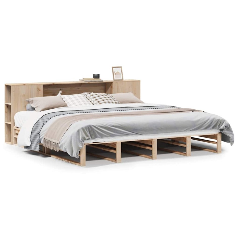 Cama con estantería sin colchón madera maciza 200x200