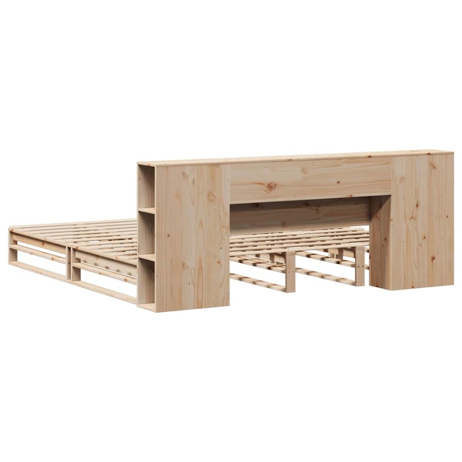 Cama con estantería sin colchón madera maciza 200x200