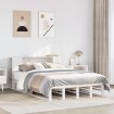 Cama con estantería sin colchón madera maciza blanca 120x190 cm