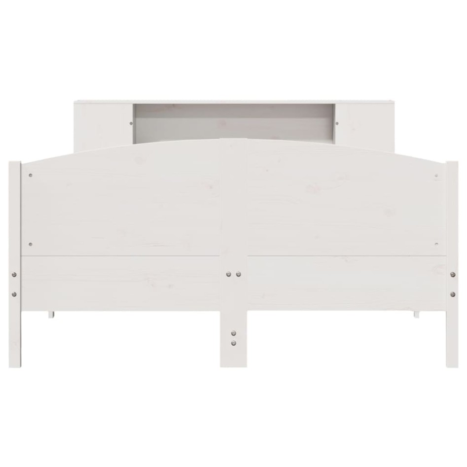 Cama con estantería sin colchón madera maciza blanca 140x200