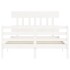 Estructura de cama con cabecero madera maciza blanco 140x190