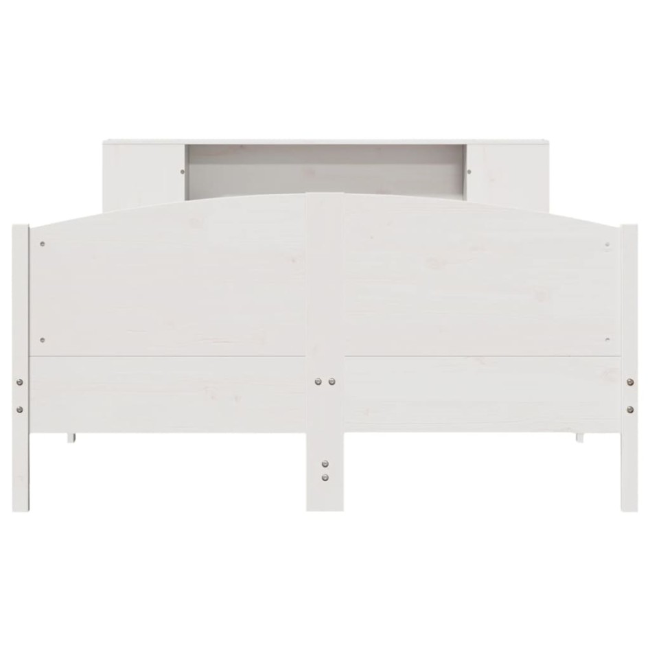 Cama con estantería sin colchón madera maciza blanca 140x190