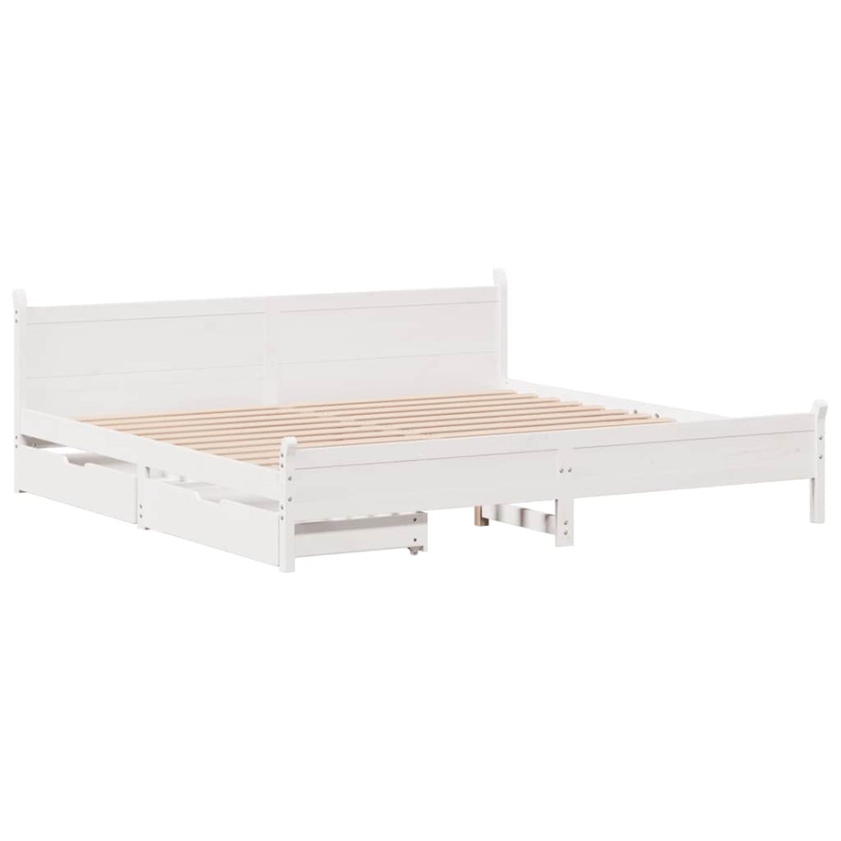 Cama sin colchón madera maciza de pino blanca 180x200