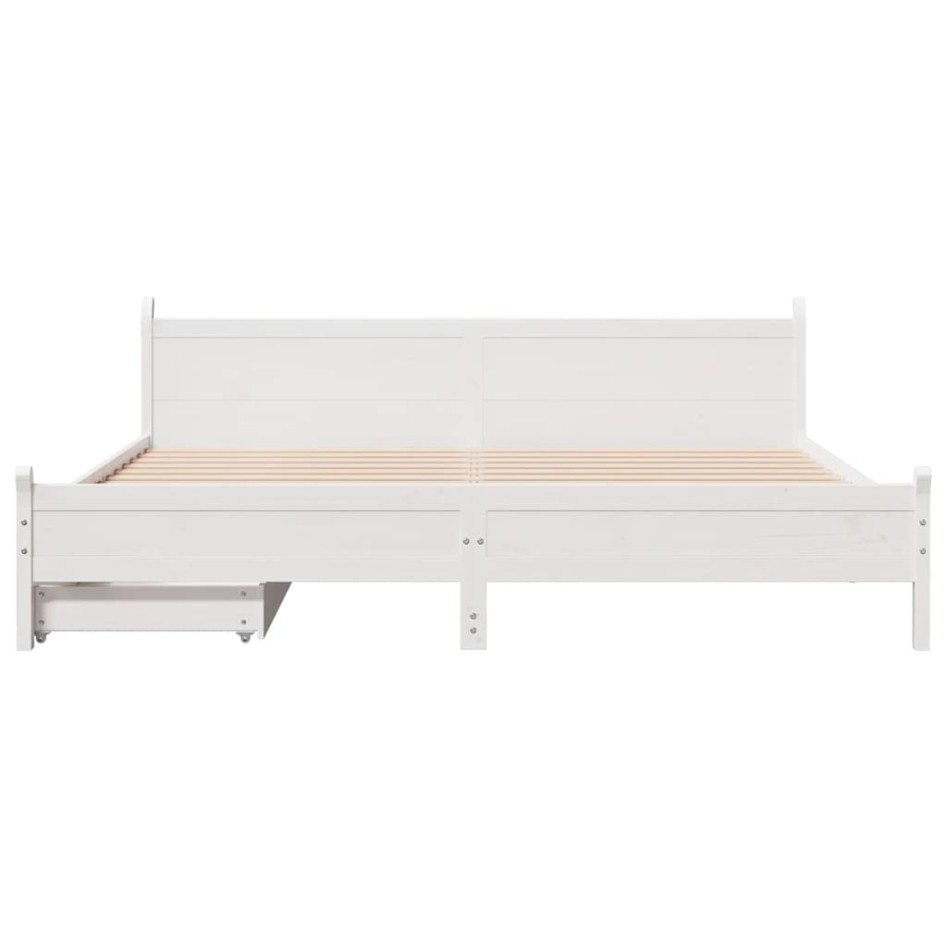 Cama sin colchón madera maciza de pino blanca 180x200