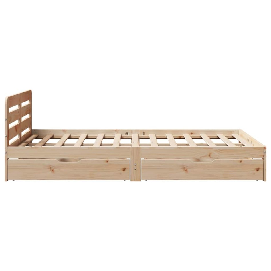 Estructura de cama sin colchón madera de pino blanca 140x200