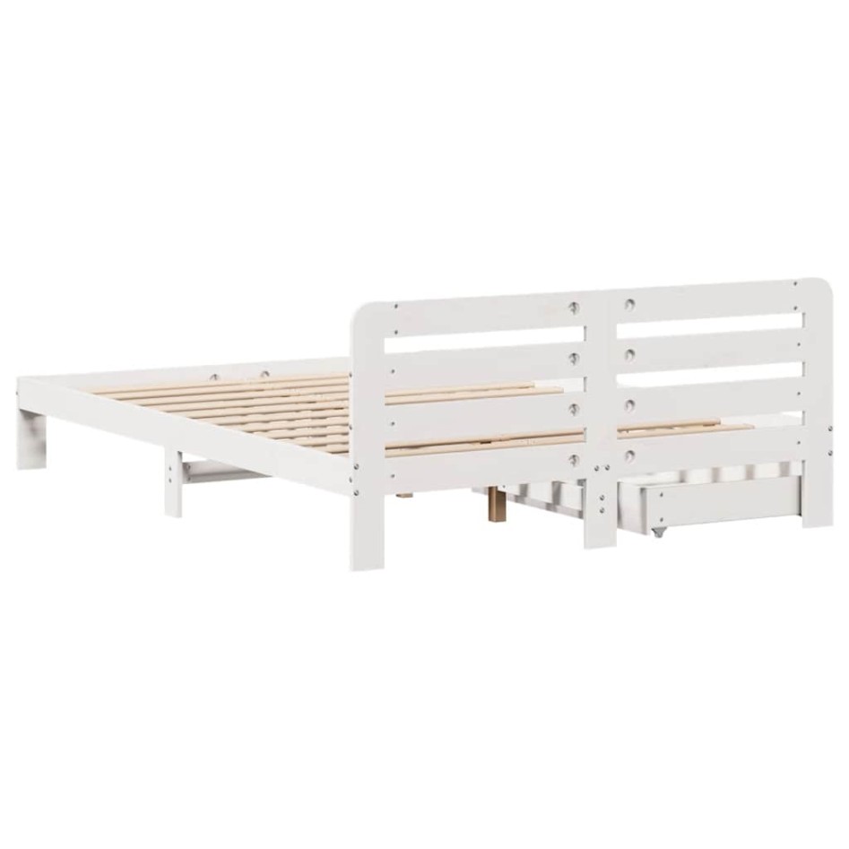 Estructura de cama sin colchón madera de pino blanco 135x190
