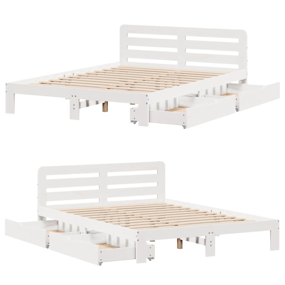 Estructura de cama sin colchón madera de pino blanco 135x190