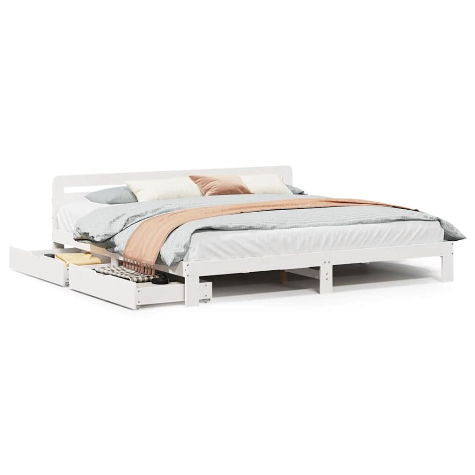 Estructura de cama sin colchón madera maciza blanca 200x200