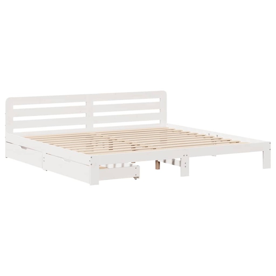 Estructura de cama sin colchón madera maciza blanca 200x200
