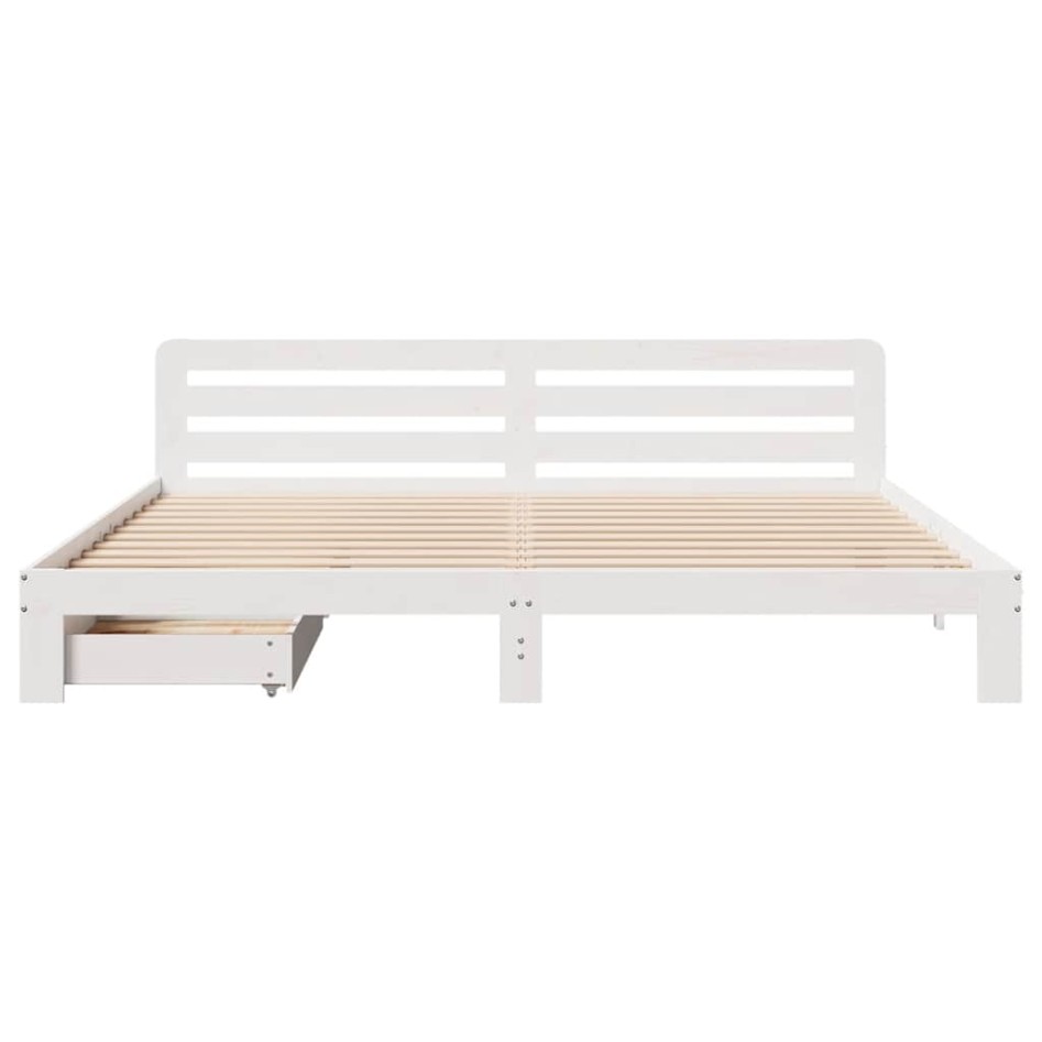 Estructura de cama sin colchón madera maciza blanca 200x200