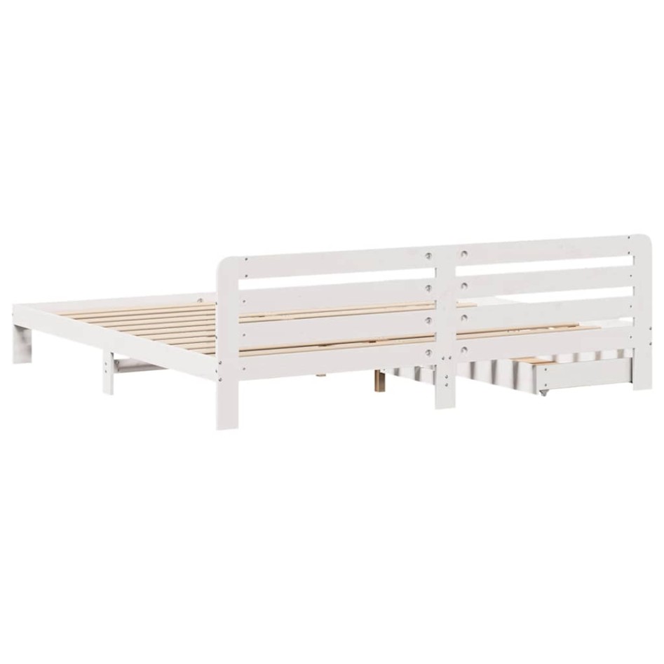 Estructura de cama sin colchón madera maciza blanca 200x200