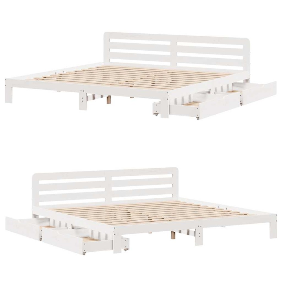 Estructura de cama sin colchón madera maciza blanca 200x200