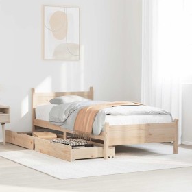 Estructura de cama sin colchón madera maciza de pino 100x200