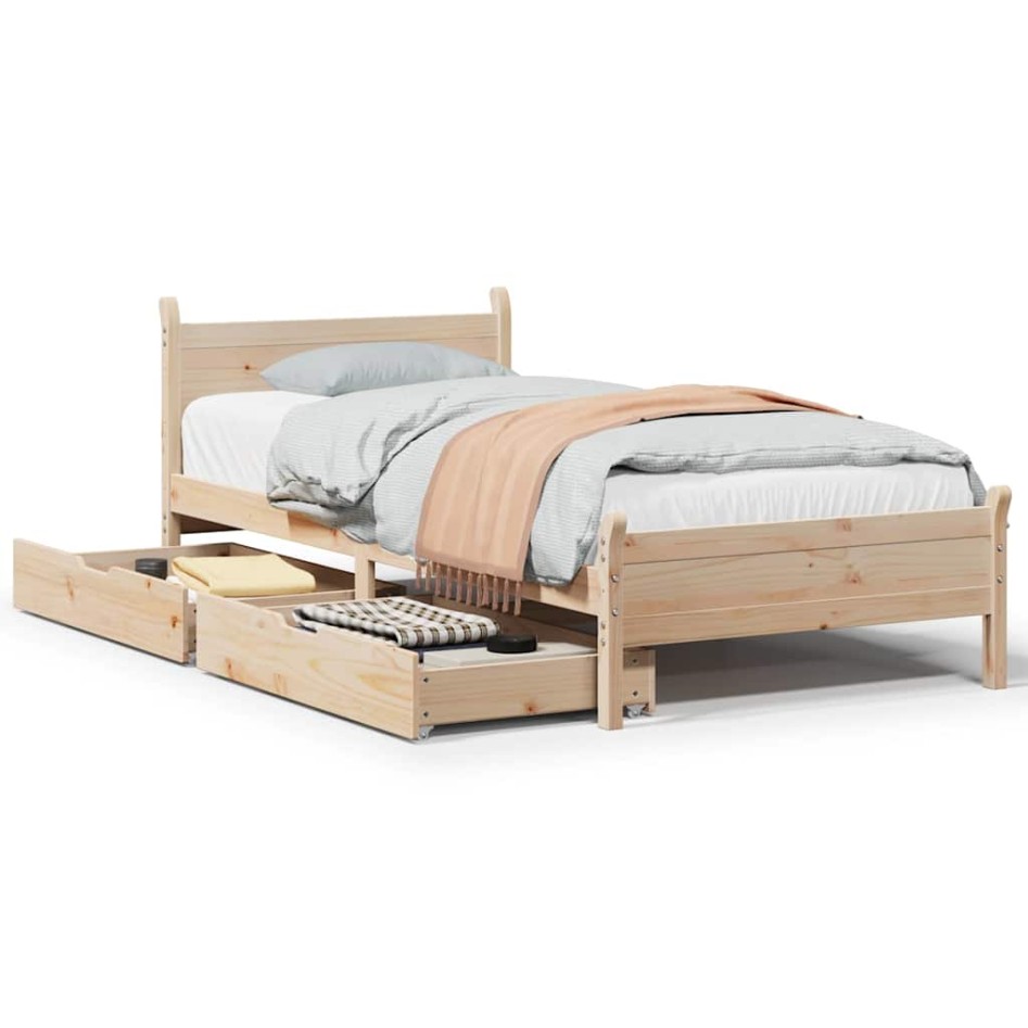 Estructura de cama sin colchón madera maciza de pino 100x200