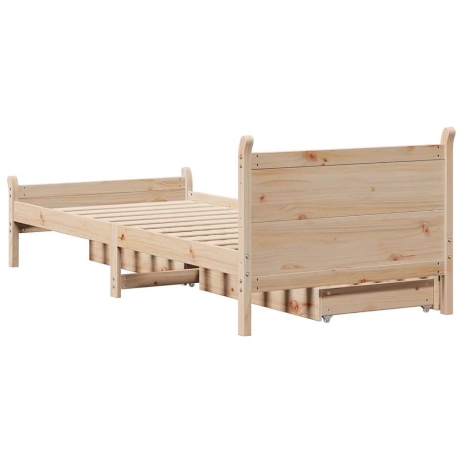 Estructura de cama sin colchón madera maciza de pino 100x200