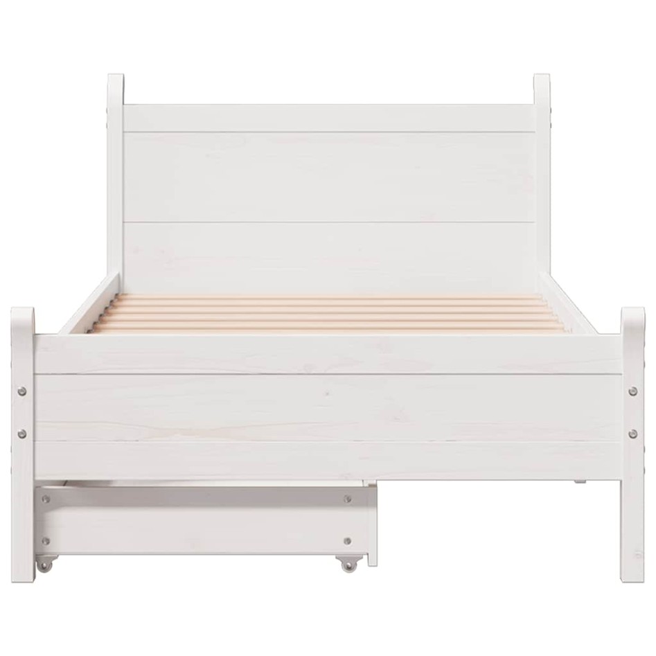 Estructura de cama sin colchón madera maciza blanca 75x190