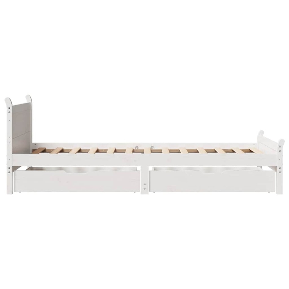 Estructura de cama sin colchón madera maciza blanca 75x190