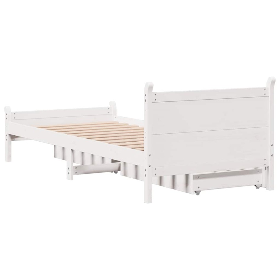 Estructura de cama sin colchón madera maciza blanca 75x190