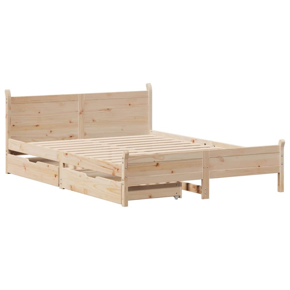 Estructura de cama sin colchón madera maciza de pino 120x190