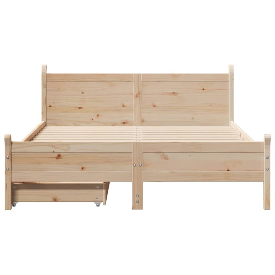 Estructura de cama sin colchón madera maciza de pino 120x190