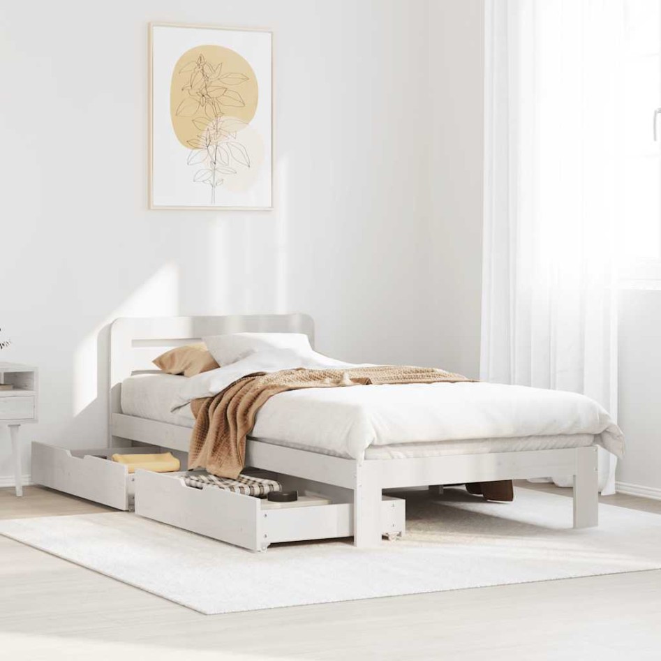 Estructura de cama sin colchón madera maciza blanca 90x190