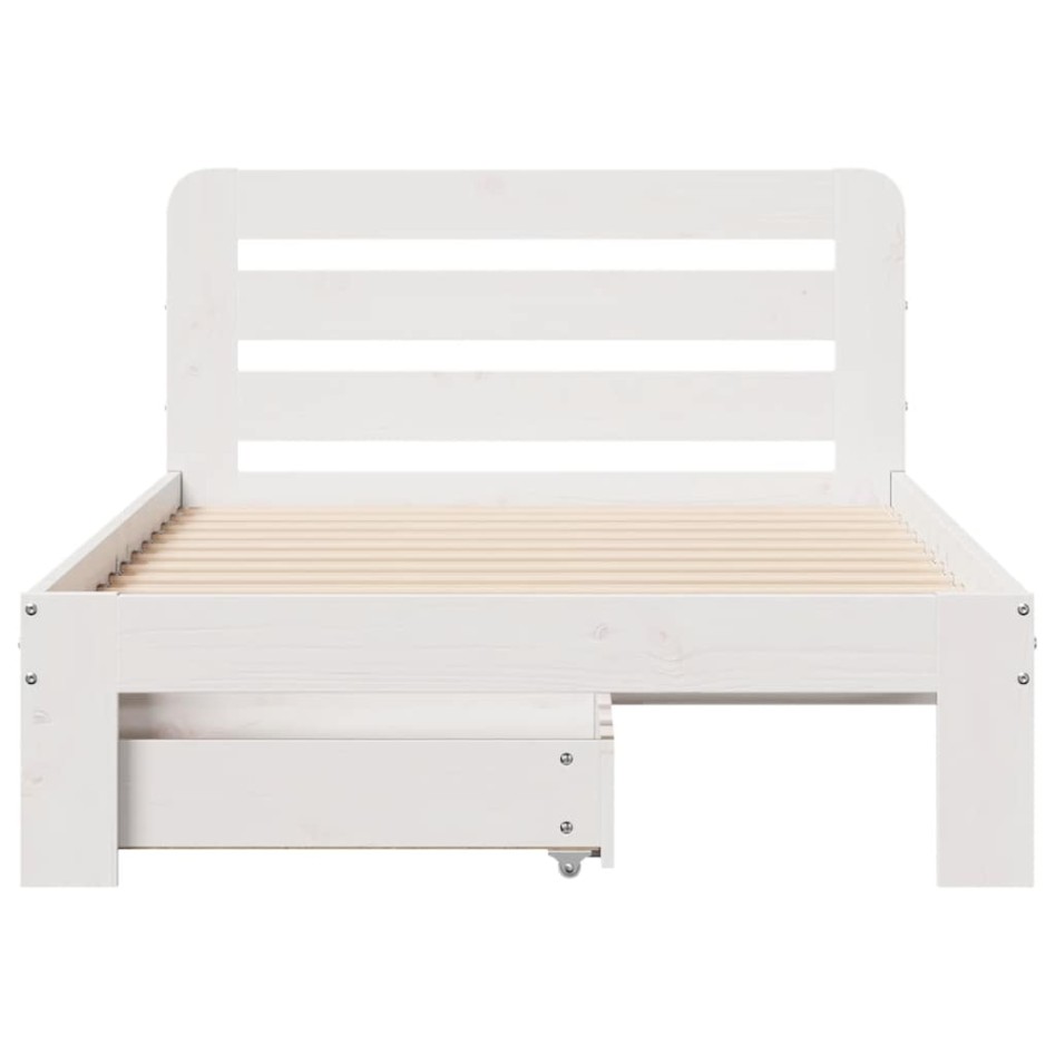 Estructura de cama sin colchón madera maciza blanca 90x190