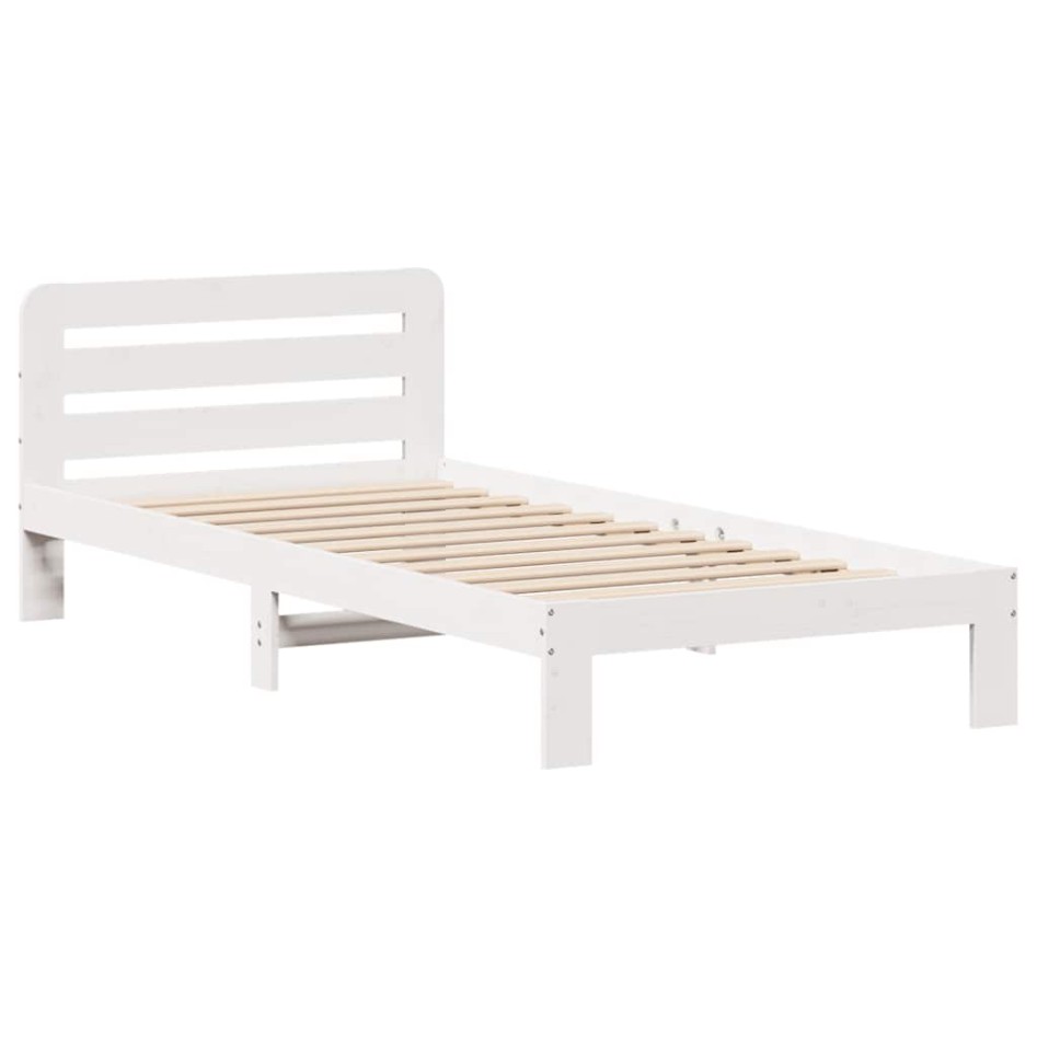 Estructura de cama sin colchón madera maciza blanca 90x190