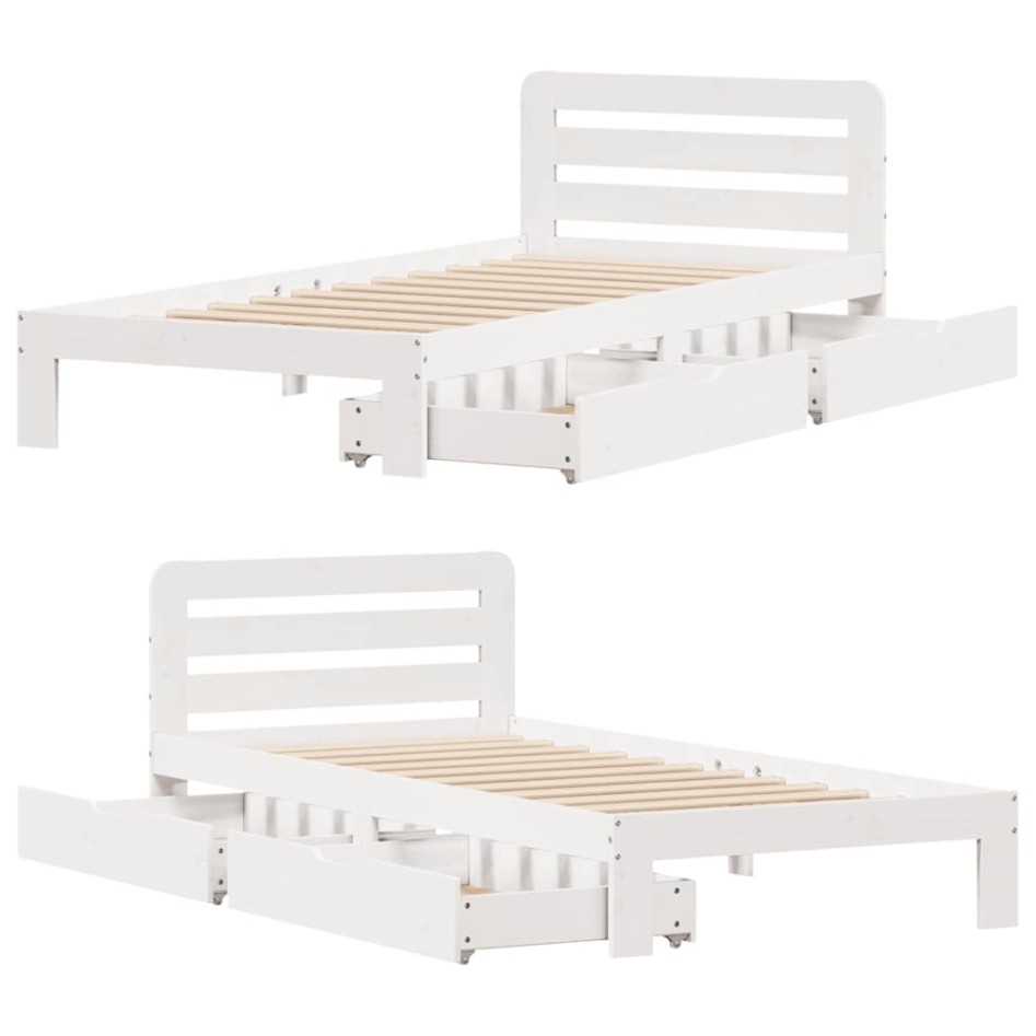 Estructura de cama sin colchón madera maciza blanca 90x190