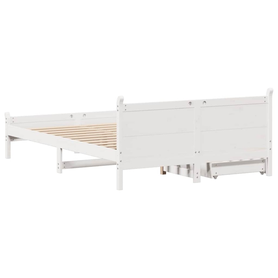 Estructura de cama sin colchón madera de pino blanca 140x190