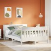 Cama con estantería sin colchón madera maciza blanca 140x190 cm
