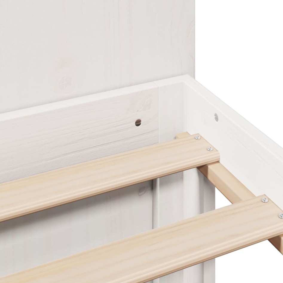 Cama con estantería sin colchón madera maciza blanca 150x200