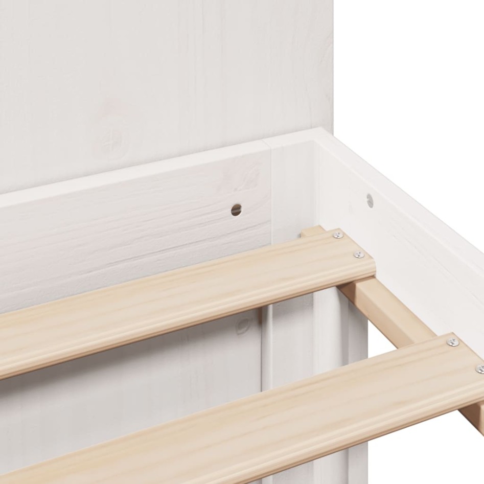 Cama con estantería sin colchón madera maciza blanca 140x200
