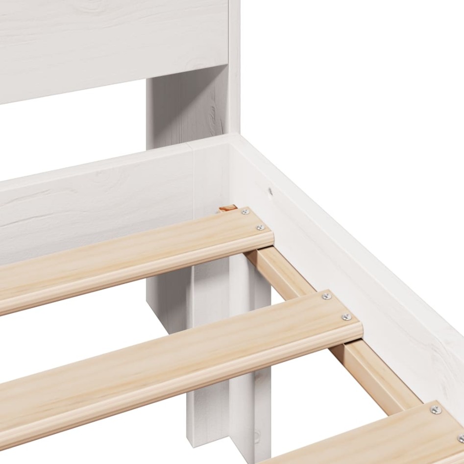 Cama con estantería sin colchón madera maciza blanca 75x190