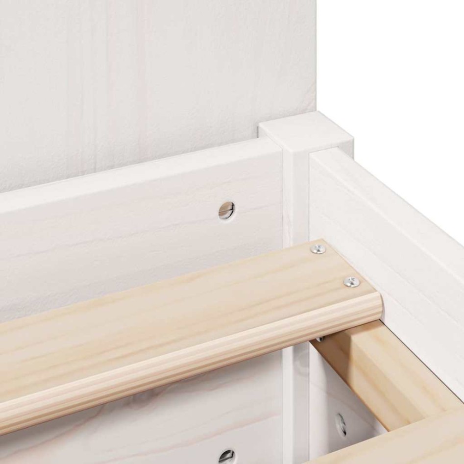 Cama con estantería sin colchón madera maciza blanca 120x200