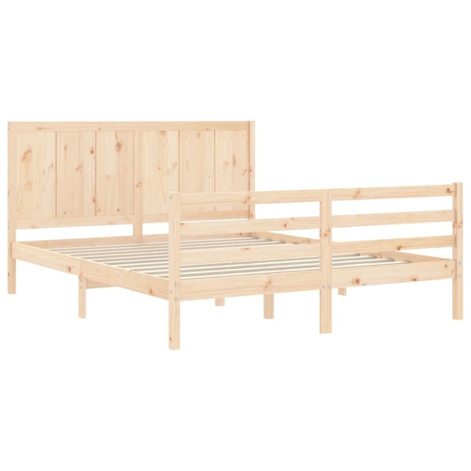 Estructura de cama de matrimonio con cabecero madera
