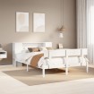Cama con estantería sin colchón madera maciza blanca 120x190 cm