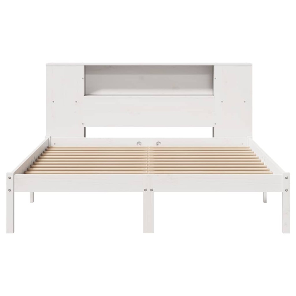 Cama con estantería sin colchón madera maciza blanca 120x200