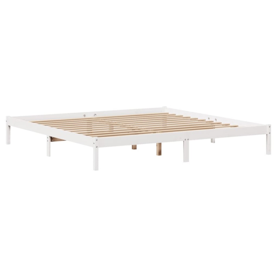Cama con estantería sin colchón madera maciza blanca 180x200
