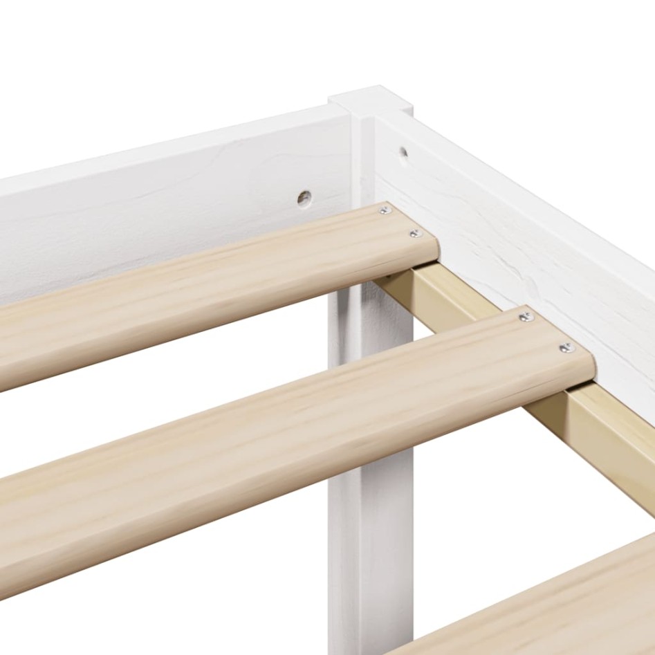 Cama con estantería sin colchón madera maciza blanca 180x200