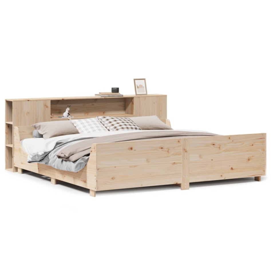 Estructura de cama sin colchón madera maciza de pino 200x200