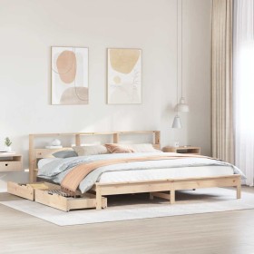 Cama con estantería sin colchón madera maciza de pino