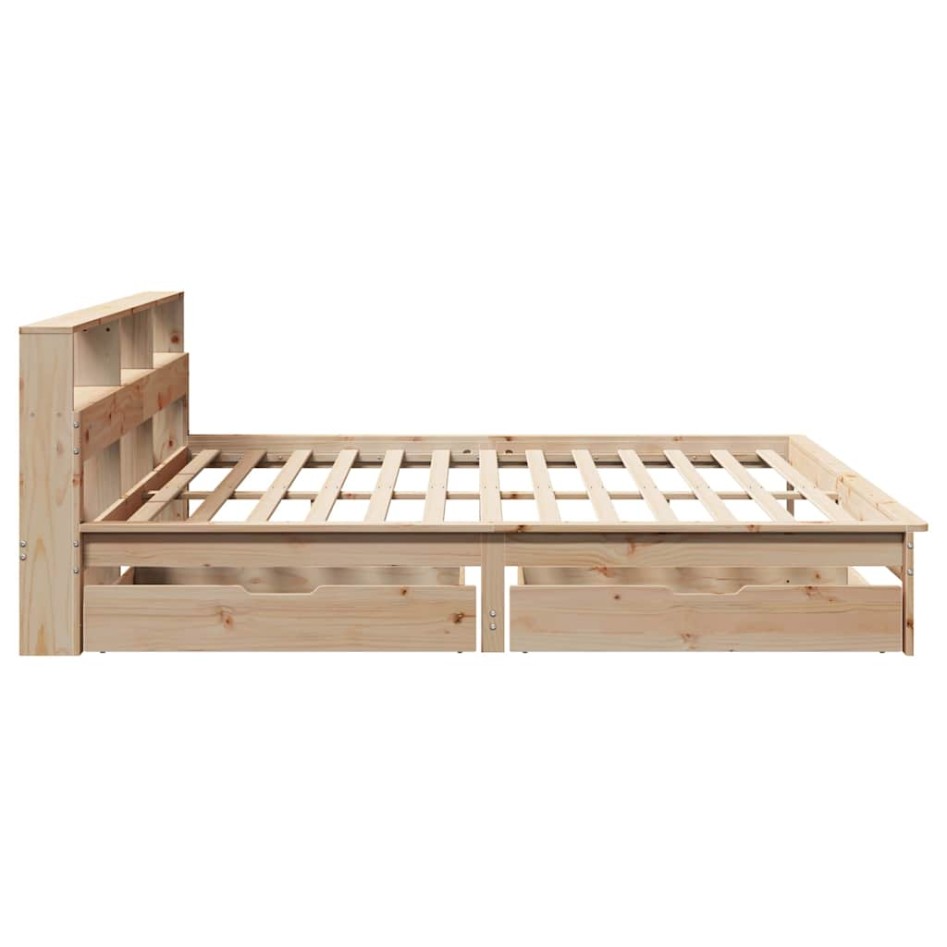 Cama con estantería sin colchón madera maciza de pino