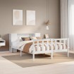 Cama con estantería sin colchón madera maciza blanca 150x200 cm